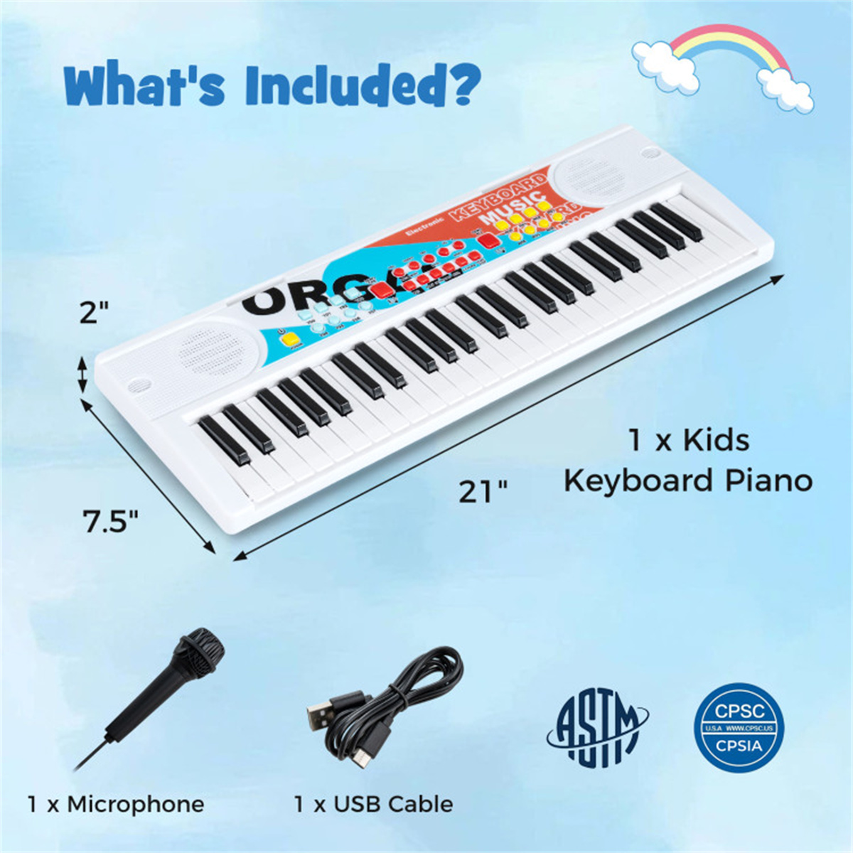 Kids Education Music - Teclado Electrónico Infantil de 49 Teclas