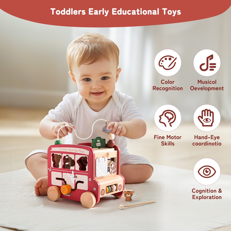 Autobús de madera de juguete c - Kids Education Name reseña y precio
