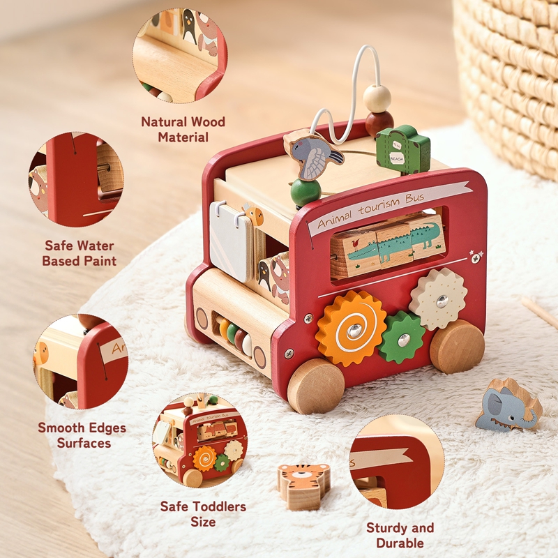 Autobús de madera de juguete c - Kids Education Name reseña y precio