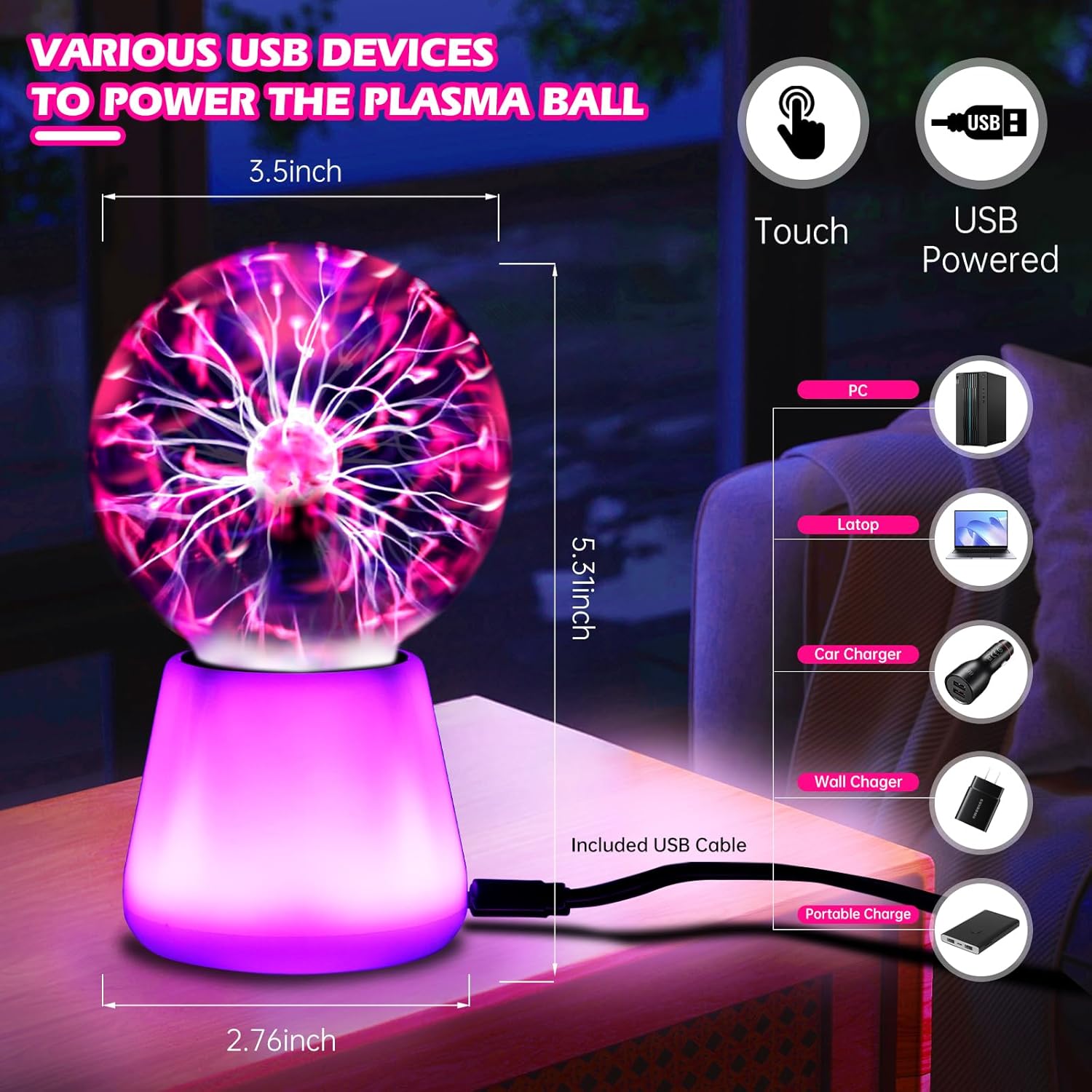 Lámpara de bola de Plasma, glo - Globe Interactive Light reseña y precio